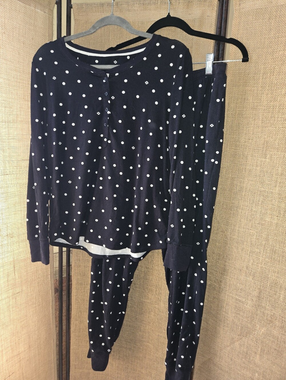 Women's Kate Spade Navy Polka Dot Pajama Set - Navy White Dots Medium